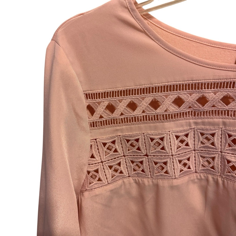 Ann Klein Womens Top Size L Pink Regular Fit Scoop Neck Bell Sleeve - Picture 3 of 8
